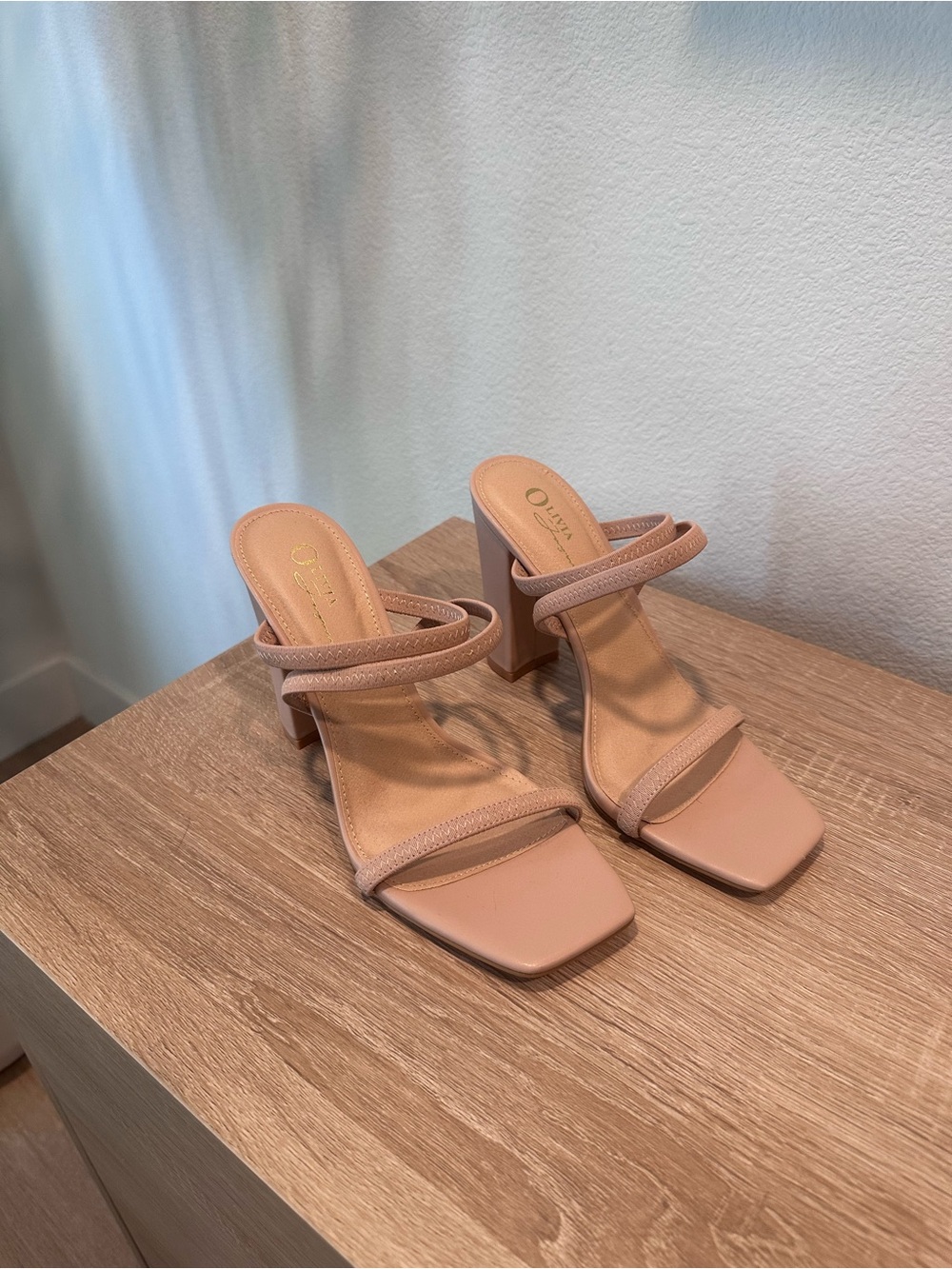 Blush Nude Double-Strap Block Heel Mules